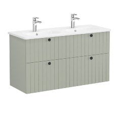 Vitra Root Groove 69526 Lavabo Dolabı, Dört Çekmeceli, 120 Cm, Mat Retro Yeşil, Yuvarlak Lavabolu